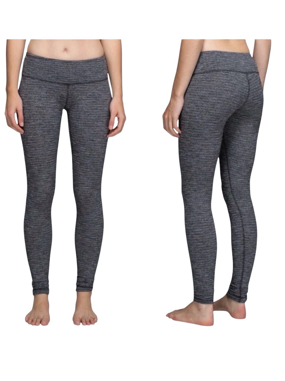 LULULEMON Wunder Under Pant in Coco Pique Black Gray Athletic Yoga Casual Sz 8